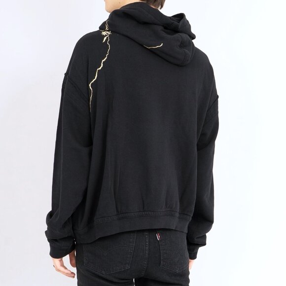 (SOLD) Haider Ackermann Black Perth Hoodie with Gold Floral Embroidery - Picture 15 of 16